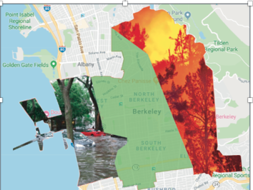 Schematic of fire and flood zones in Berkeley