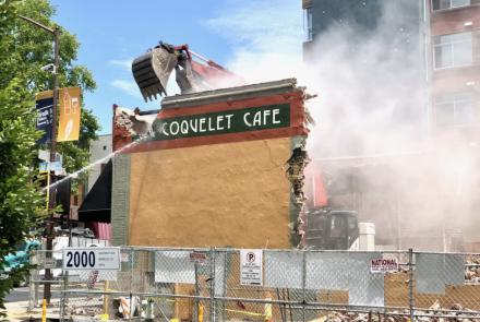 Demolition of Au Coquelet Cafe