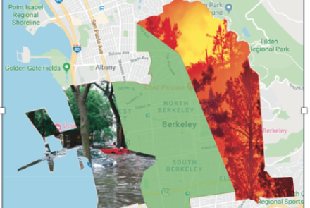 Schematic of fire and flood zones in Berkeley